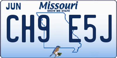 MO license plate CH9E5J