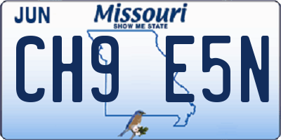 MO license plate CH9E5N