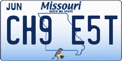 MO license plate CH9E5T