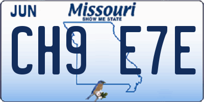 MO license plate CH9E7E
