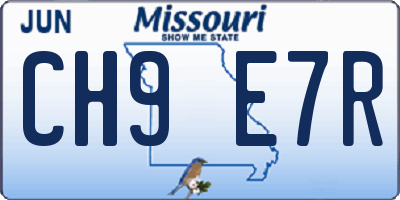 MO license plate CH9E7R