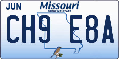 MO license plate CH9E8A