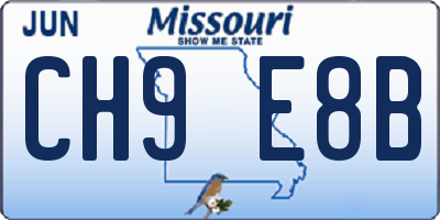 MO license plate CH9E8B