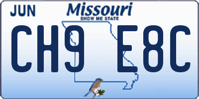 MO license plate CH9E8C