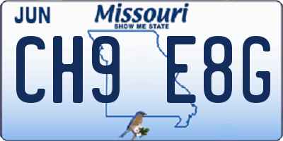 MO license plate CH9E8G