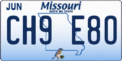 MO license plate CH9E8O