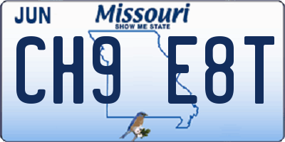 MO license plate CH9E8T