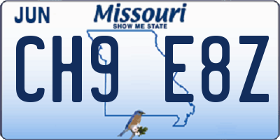 MO license plate CH9E8Z