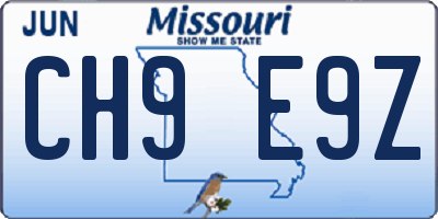 MO license plate CH9E9Z