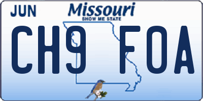 MO license plate CH9F0A