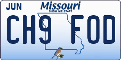 MO license plate CH9F0D