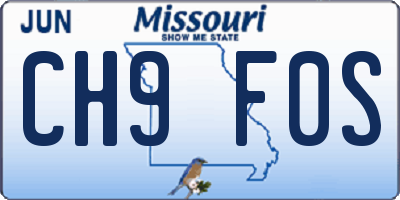 MO license plate CH9F0S