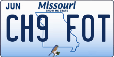 MO license plate CH9F0T