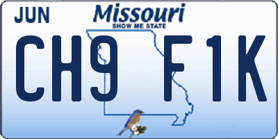 MO license plate CH9F1K