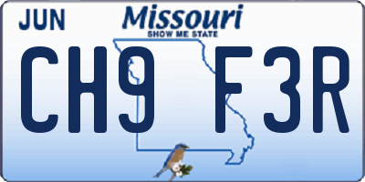 MO license plate CH9F3R