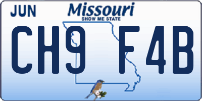 MO license plate CH9F4B