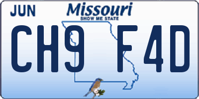 MO license plate CH9F4D