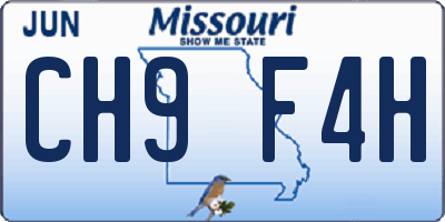 MO license plate CH9F4H