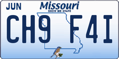 MO license plate CH9F4I
