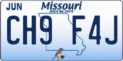 MO license plate CH9F4J