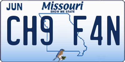 MO license plate CH9F4N