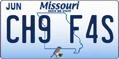 MO license plate CH9F4S