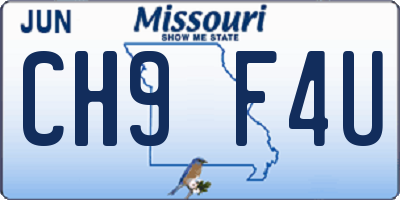 MO license plate CH9F4U