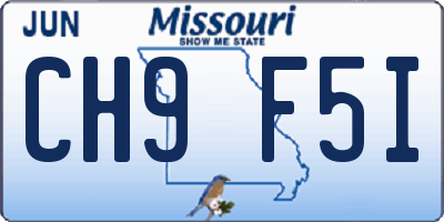 MO license plate CH9F5I