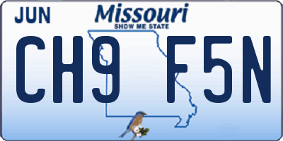MO license plate CH9F5N