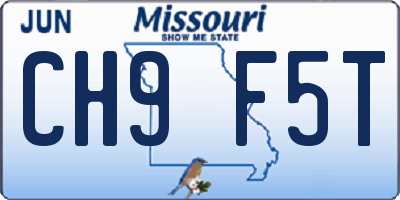 MO license plate CH9F5T