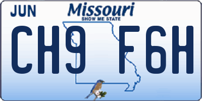 MO license plate CH9F6H