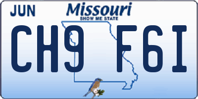 MO license plate CH9F6I
