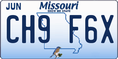 MO license plate CH9F6X