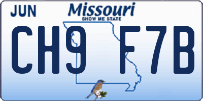 MO license plate CH9F7B