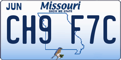 MO license plate CH9F7C