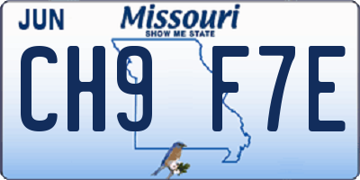 MO license plate CH9F7E