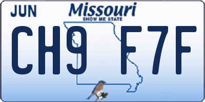 MO license plate CH9F7F