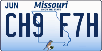 MO license plate CH9F7H