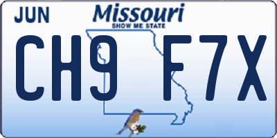 MO license plate CH9F7X