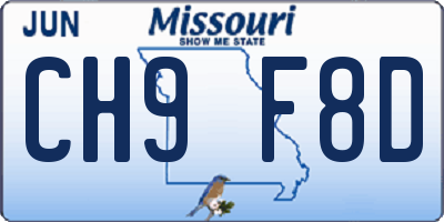 MO license plate CH9F8D