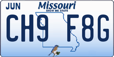 MO license plate CH9F8G