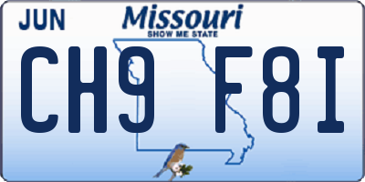 MO license plate CH9F8I