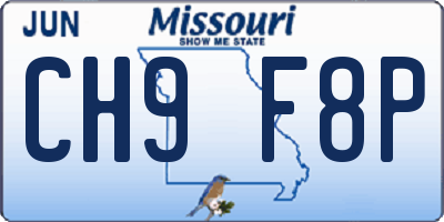 MO license plate CH9F8P