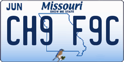 MO license plate CH9F9C