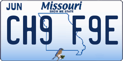 MO license plate CH9F9E