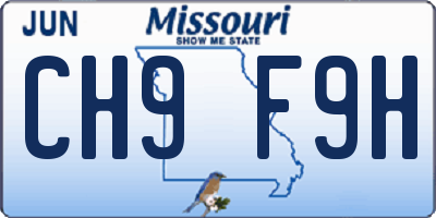 MO license plate CH9F9H