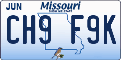 MO license plate CH9F9K