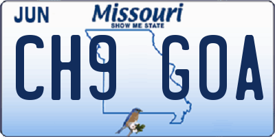 MO license plate CH9G0A