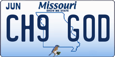MO license plate CH9G0D