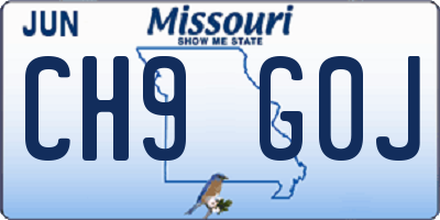 MO license plate CH9G0J